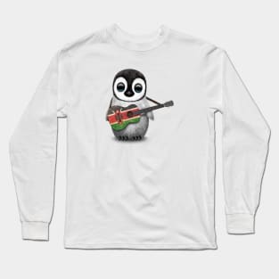 Baby Penguin Playing Kenyan Flag Guitar Long Sleeve T-Shirt